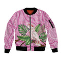 Australia Breast Cancer Awareness Sleeve Zip Bomber Jacket Pink Cockatoo Ribbon Aboriginal Dot Art