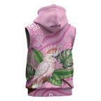 Australia Breast Cancer Awareness Sleeveless Hoodie Pink Cockatoo Ribbon Aboriginal Dot Art