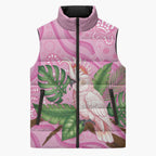 Australia Breast Cancer Awareness Sleeveless Puffer Jacket Pink Cockatoo Ribbon Aboriginal Dot Art