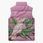 Australia Breast Cancer Awareness Sleeveless Puffer Jacket Pink Cockatoo Ribbon Aboriginal Dot Art