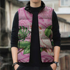 Australia Breast Cancer Awareness Sleeveless Puffer Jacket Pink Cockatoo Ribbon Aboriginal Dot Art