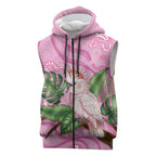 Australia Breast Cancer Awareness Sleeveless Zip Hoodie Pink Cockatoo Ribbon Aboriginal Dot Art