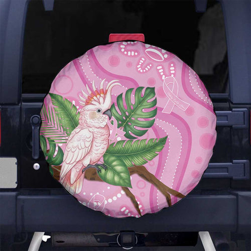 Australia Breast Cancer Awareness Spare Tire Cover Pink Cockatoo Ribbon Aboriginal Dot Art