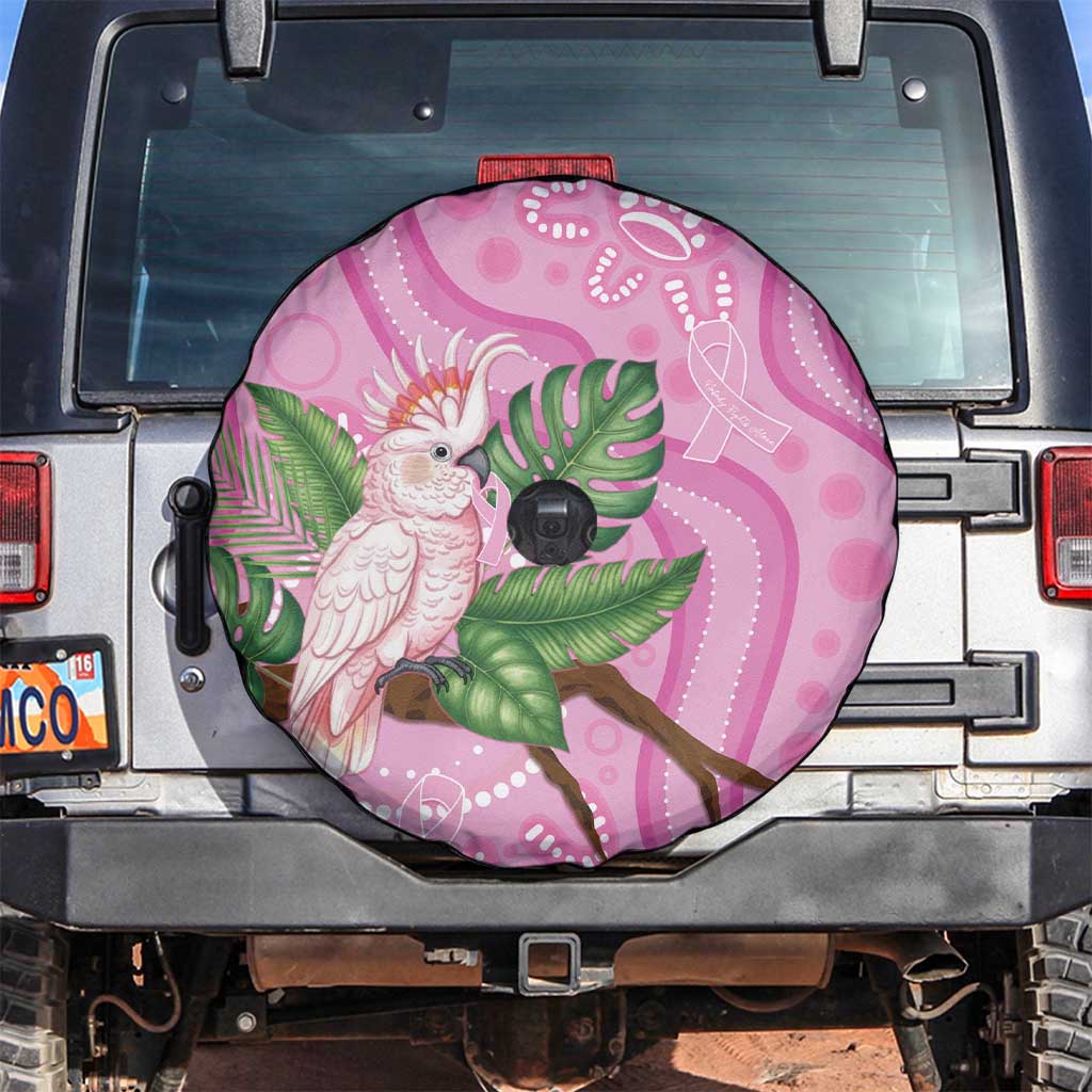Australia Breast Cancer Awareness Spare Tire Cover Pink Cockatoo Ribbon Aboriginal Dot Art