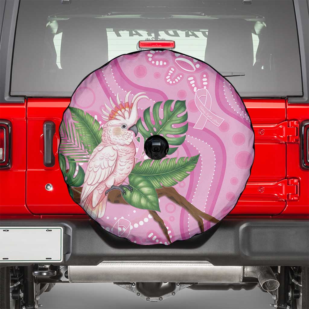 Australia Breast Cancer Awareness Spare Tire Cover Pink Cockatoo Ribbon Aboriginal Dot Art