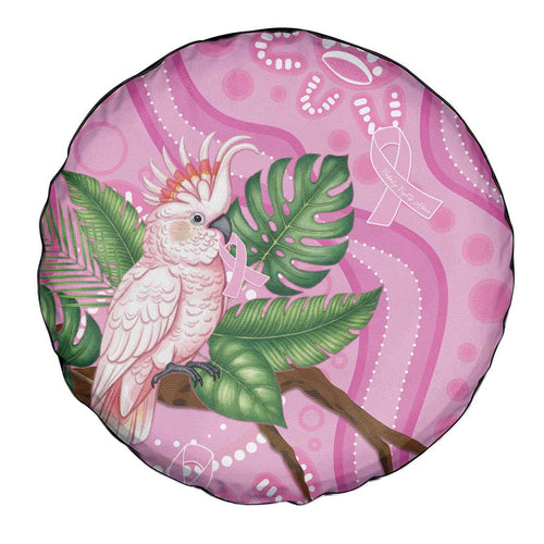 Australia Breast Cancer Awareness Spare Tire Cover Pink Cockatoo Ribbon Aboriginal Dot Art