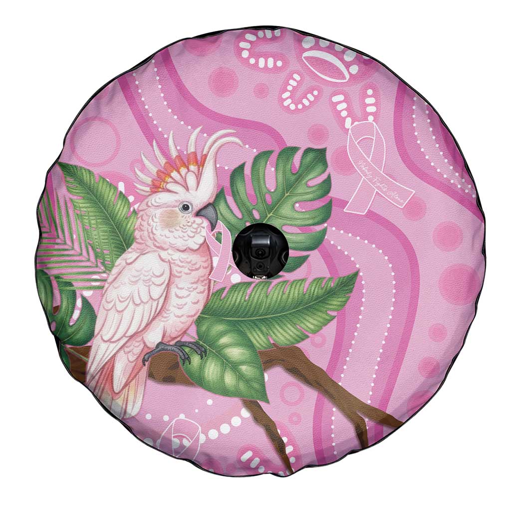Australia Breast Cancer Awareness Spare Tire Cover Pink Cockatoo Ribbon Aboriginal Dot Art