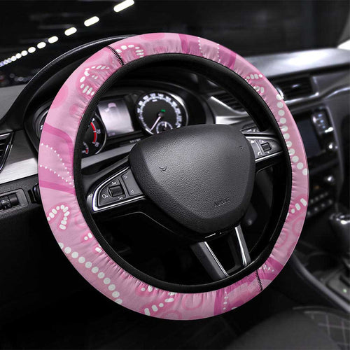 Australia Breast Cancer Awareness Steering Wheel Cover Pink Cockatoo Ribbon Aboriginal Dot Art
