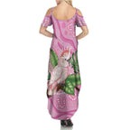 Australia Breast Cancer Awareness Summer Maxi Dress Pink Cockatoo Ribbon Aboriginal Dot Art