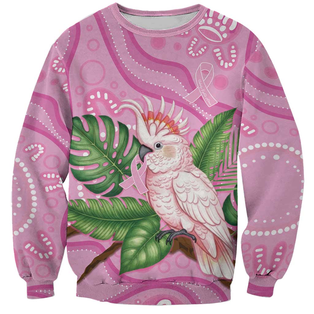 Australia Breast Cancer Awareness Sweatshirt Pink Cockatoo Ribbon Aboriginal Dot Art