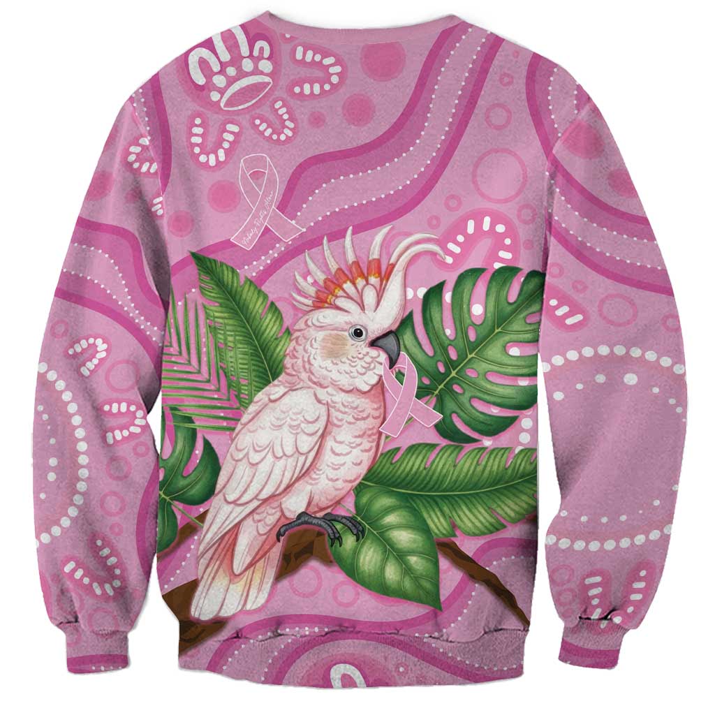 Australia Breast Cancer Awareness Sweatshirt Pink Cockatoo Ribbon Aboriginal Dot Art