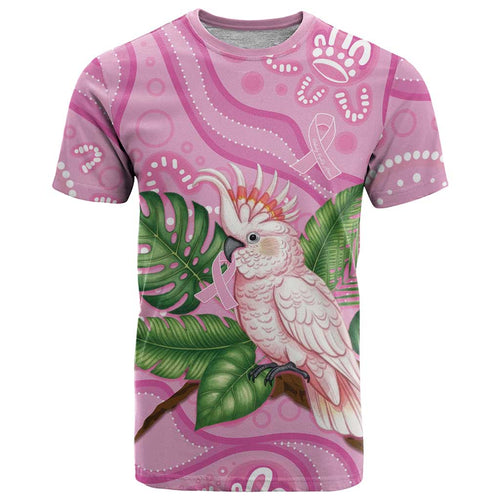 Australia Breast Cancer Awareness T Shirt Pink Cockatoo Ribbon Aboriginal Dot Art