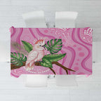 Australia Breast Cancer Awareness Tablecloth Pink Cockatoo Ribbon Aboriginal Dot Art