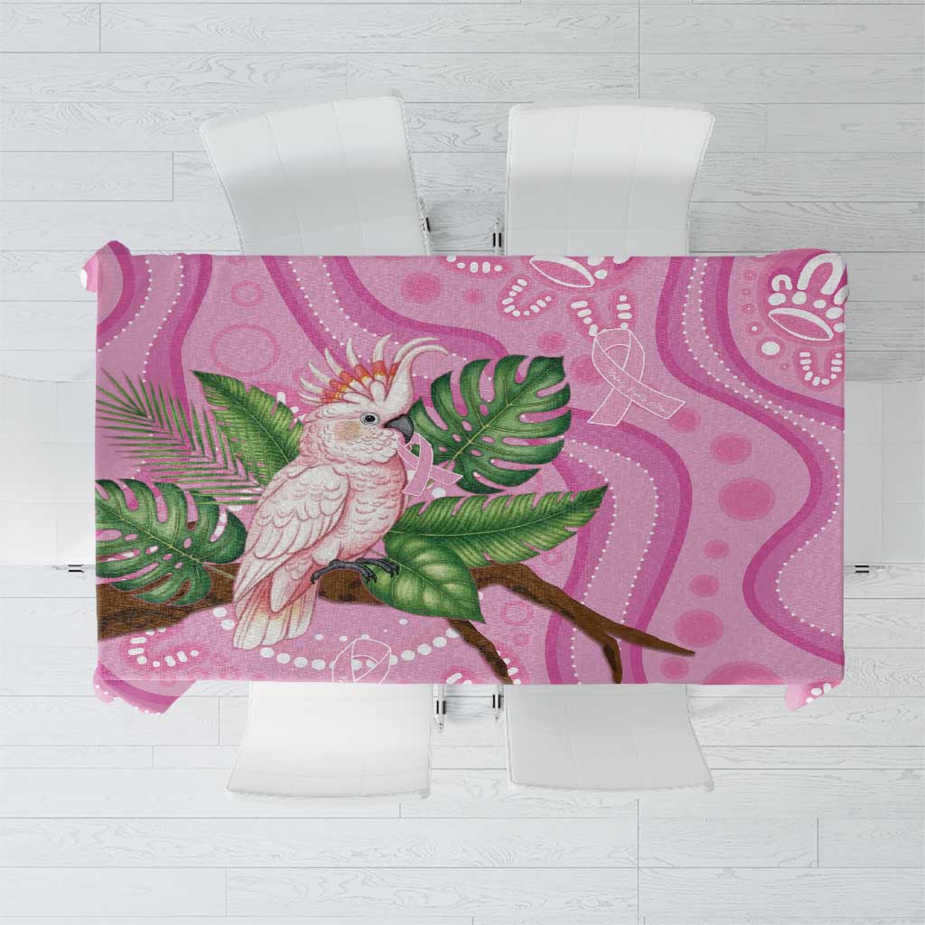 Australia Breast Cancer Awareness Tablecloth Pink Cockatoo Ribbon Aboriginal Dot Art