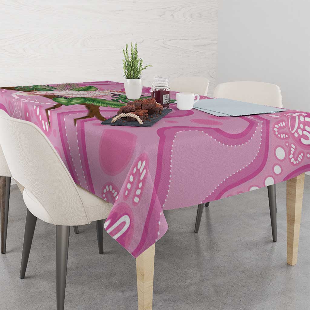 Australia Breast Cancer Awareness Tablecloth Pink Cockatoo Ribbon Aboriginal Dot Art