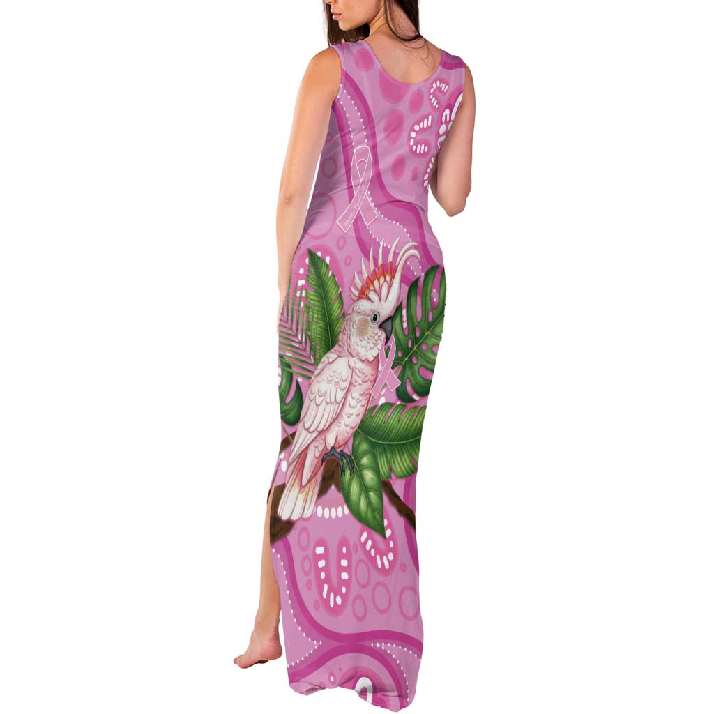 Australia Breast Cancer Awareness Tank Maxi Dress Pink Cockatoo Ribbon Aboriginal Dot Art