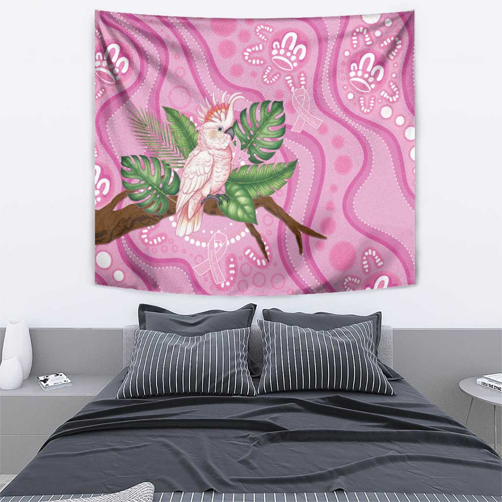 Australia Breast Cancer Awareness Tapestry Pink Cockatoo Ribbon Aboriginal Dot Art