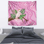 Australia Breast Cancer Awareness Tapestry Pink Cockatoo Ribbon Aboriginal Dot Art