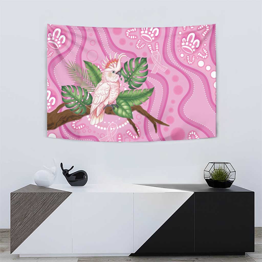 Australia Breast Cancer Awareness Tapestry Pink Cockatoo Ribbon Aboriginal Dot Art