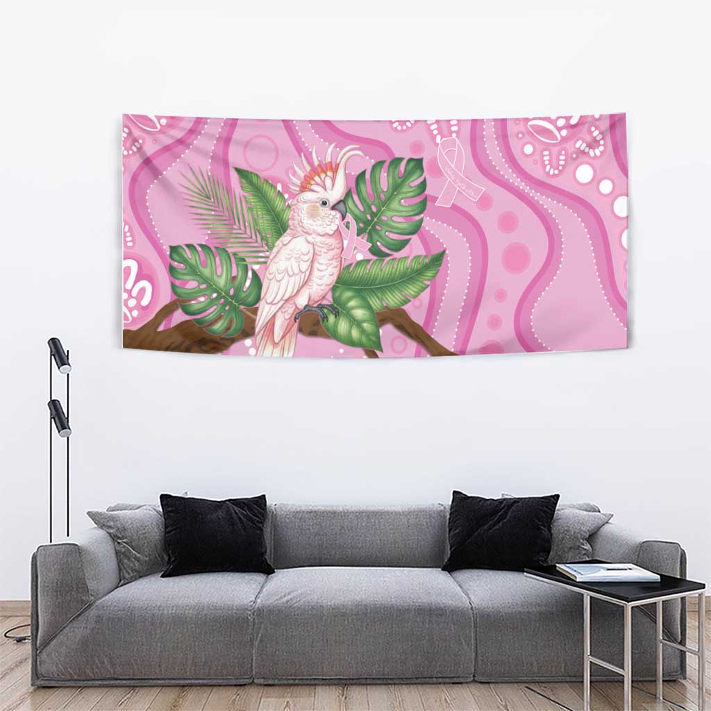 Australia Breast Cancer Awareness Tapestry Pink Cockatoo Ribbon Aboriginal Dot Art