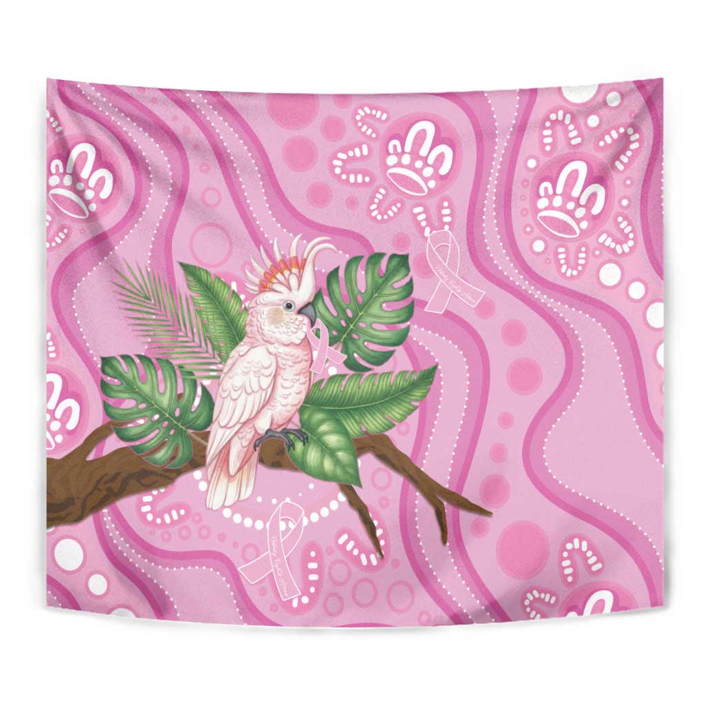 Australia Breast Cancer Awareness Tapestry Pink Cockatoo Ribbon Aboriginal Dot Art