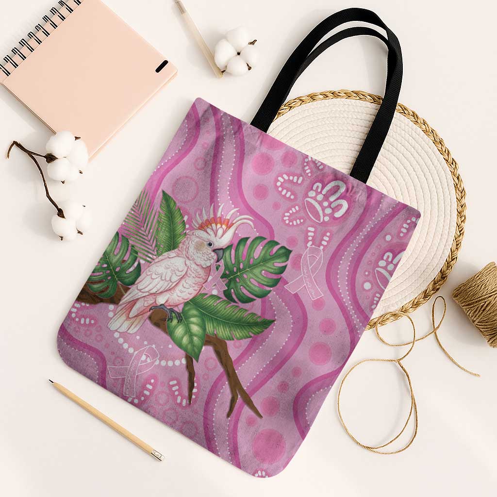 Australia Breast Cancer Awareness Tote Bag Pink Cockatoo Ribbon Aboriginal Dot Art