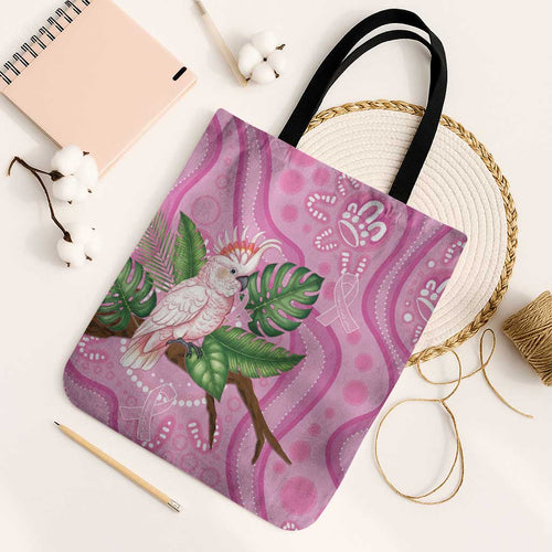 Australia Breast Cancer Awareness Tote Bag Pink Cockatoo Ribbon Aboriginal Dot Art