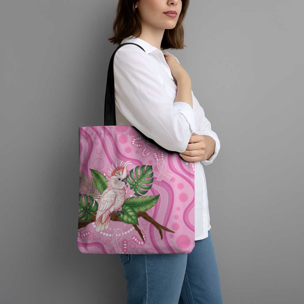 Australia Breast Cancer Awareness Tote Bag Pink Cockatoo Ribbon Aboriginal Dot Art