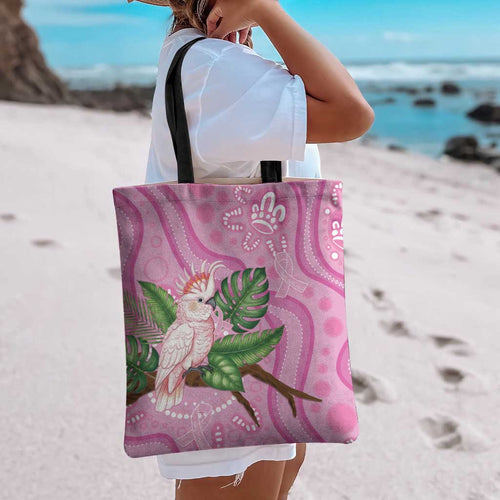 Australia Breast Cancer Awareness Tote Bag Pink Cockatoo Ribbon Aboriginal Dot Art