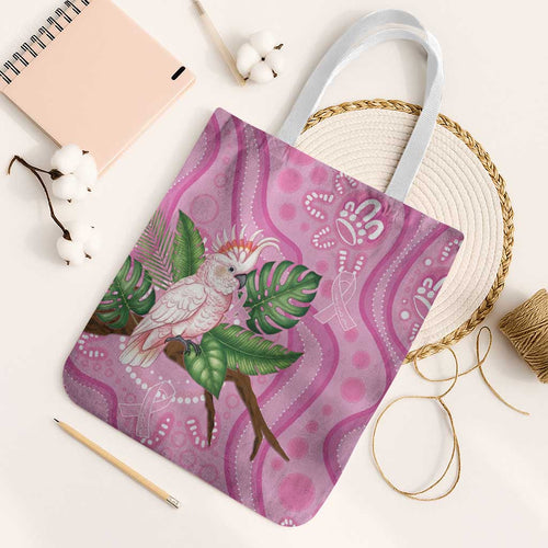 Australia Breast Cancer Awareness Tote Bag Pink Cockatoo Ribbon Aboriginal Dot Art