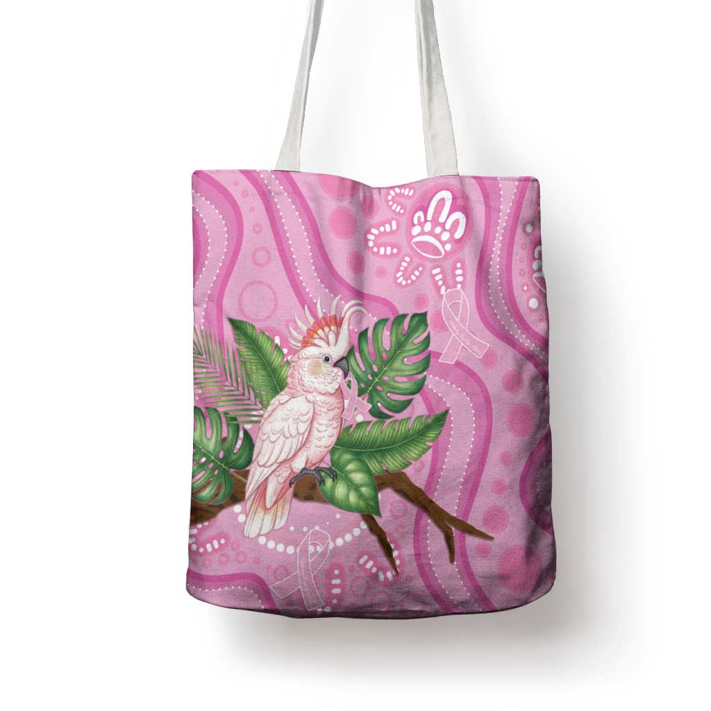 Australia Breast Cancer Awareness Tote Bag Pink Cockatoo Ribbon Aboriginal Dot Art