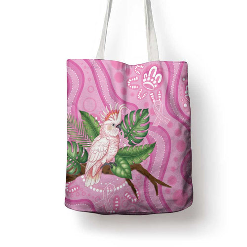 Australia Breast Cancer Awareness Tote Bag Pink Cockatoo Ribbon Aboriginal Dot Art