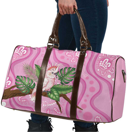 Australia Breast Cancer Awareness Travel Bag Pink Cockatoo Ribbon Aboriginal Dot Art