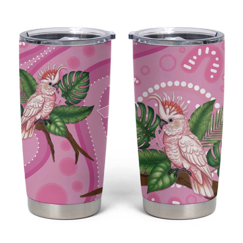 Australia Breast Cancer Awareness Tumbler Cup Pink Cockatoo Ribbon Aboriginal Dot Art