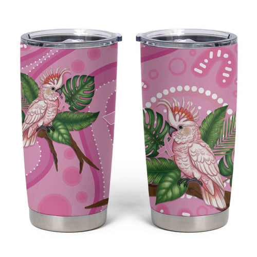 Australia Breast Cancer Awareness Tumbler Cup Pink Cockatoo Ribbon Aboriginal Dot Art