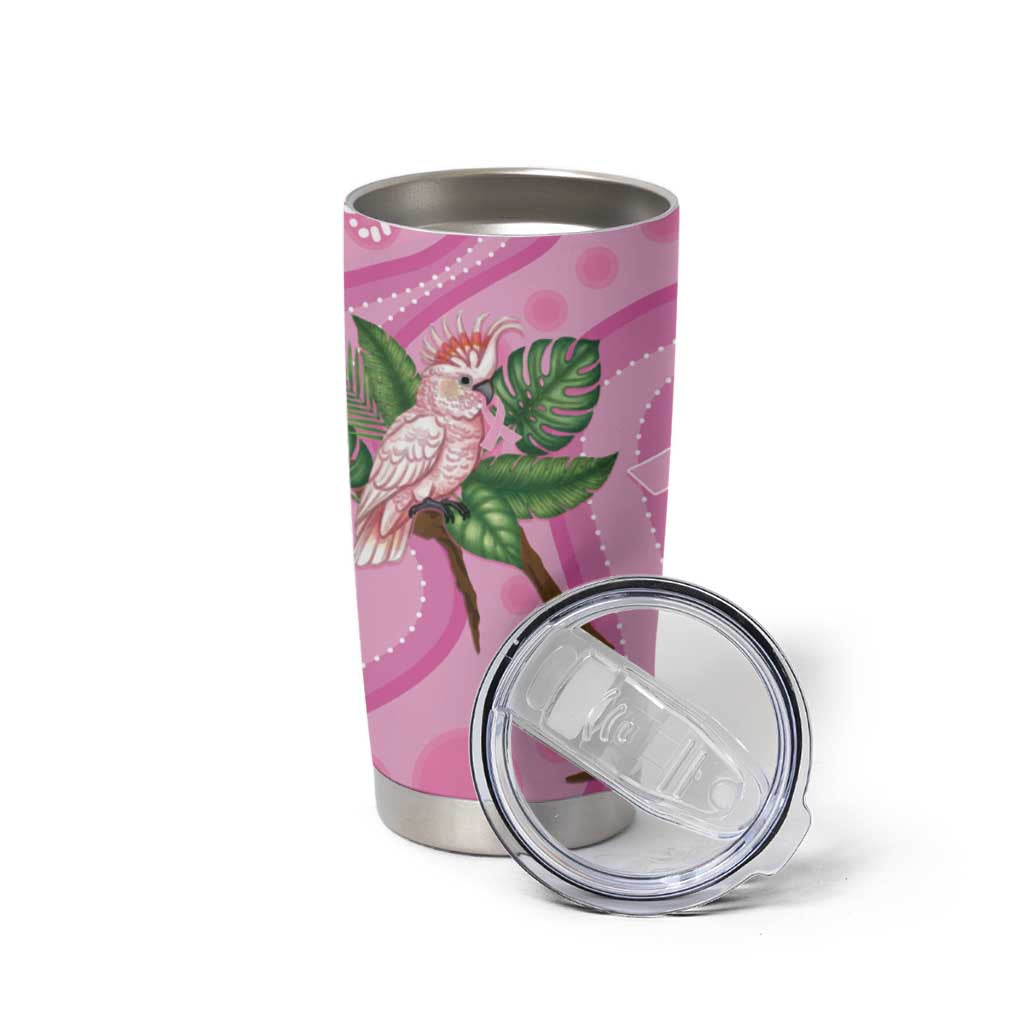 Australia Breast Cancer Awareness Tumbler Cup Pink Cockatoo Ribbon Aboriginal Dot Art