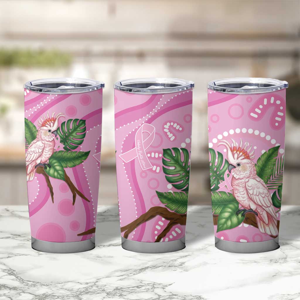 Australia Breast Cancer Awareness Tumbler Cup Pink Cockatoo Ribbon Aboriginal Dot Art
