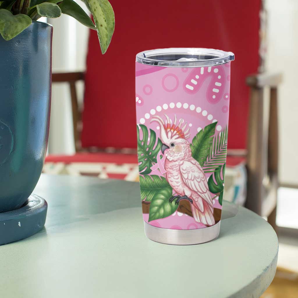 Australia Breast Cancer Awareness Tumbler Cup Pink Cockatoo Ribbon Aboriginal Dot Art