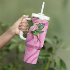 Australia Breast Cancer Awareness Tumbler With Handle Pink Cockatoo Ribbon Aboriginal Dot Art