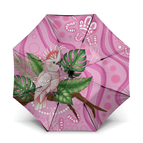Australia Breast Cancer Awareness Umbrella Pink Cockatoo Ribbon Aboriginal Dot Art