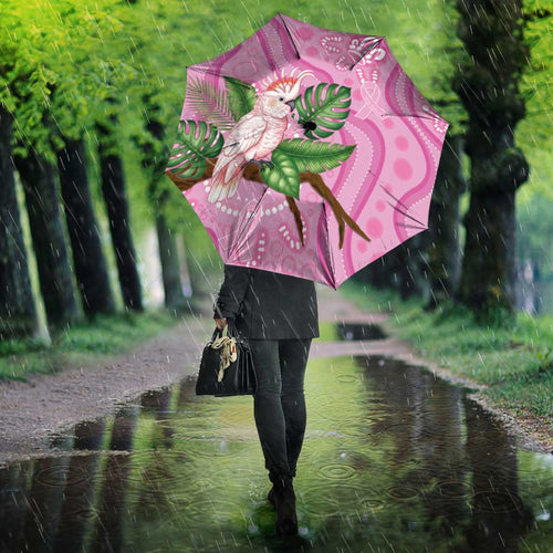 Australia Breast Cancer Awareness Umbrella Pink Cockatoo Ribbon Aboriginal Dot Art