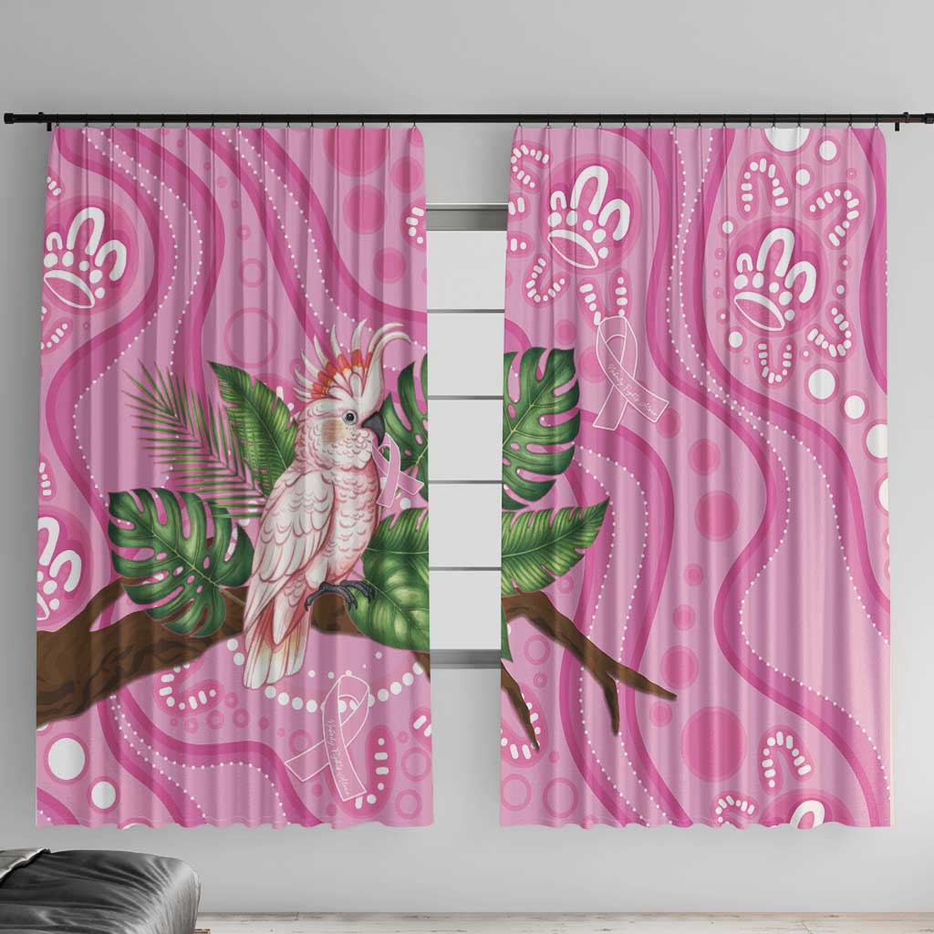 Australia Breast Cancer Awareness Window Curtain Pink Cockatoo Ribbon Aboriginal Dot Art