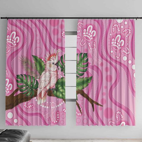 Australia Breast Cancer Awareness Window Curtain Pink Cockatoo Ribbon Aboriginal Dot Art