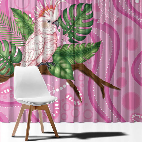 Australia Breast Cancer Awareness Window Curtain Pink Cockatoo Ribbon Aboriginal Dot Art