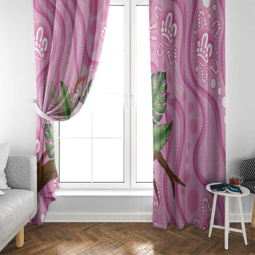 Australia Breast Cancer Awareness Window Curtain Pink Cockatoo Ribbon Aboriginal Dot Art