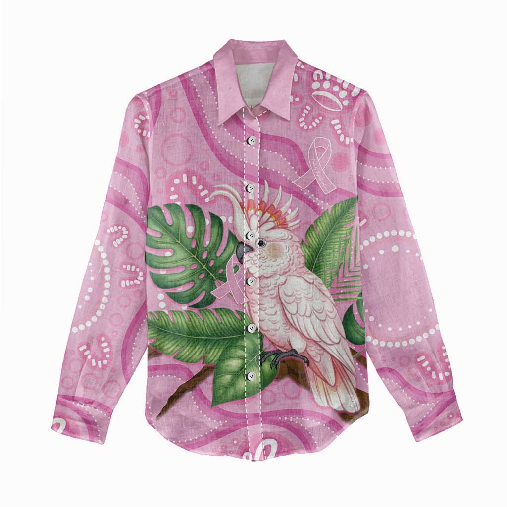 Australia Breast Cancer Awareness Women Casual Shirt Pink Cockatoo Ribbon Aboriginal Dot Art