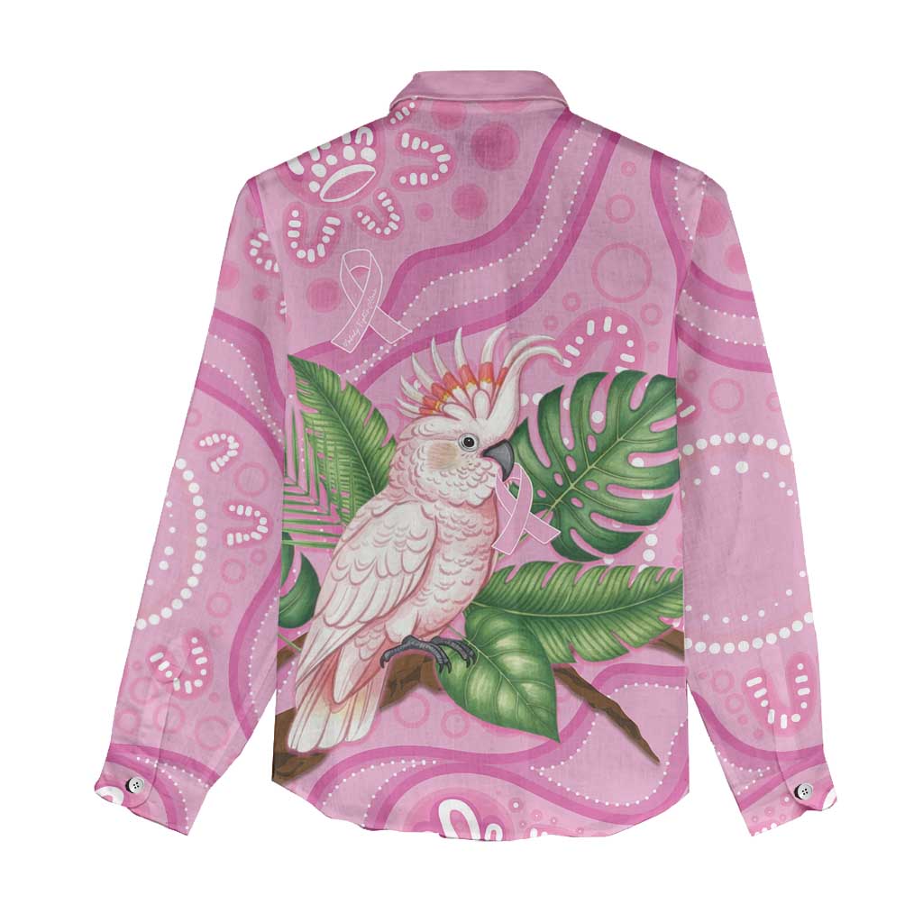 Australia Breast Cancer Awareness Women Casual Shirt Pink Cockatoo Ribbon Aboriginal Dot Art