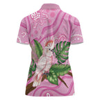 Australia Breast Cancer Awareness Women Polo Shirt Pink Cockatoo Ribbon Aboriginal Dot Art