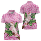 Australia Breast Cancer Awareness Women Polo Shirt Pink Cockatoo Ribbon Aboriginal Dot Art