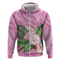 Australia Breast Cancer Awareness Zip Hoodie Pink Cockatoo Ribbon Aboriginal Dot Art